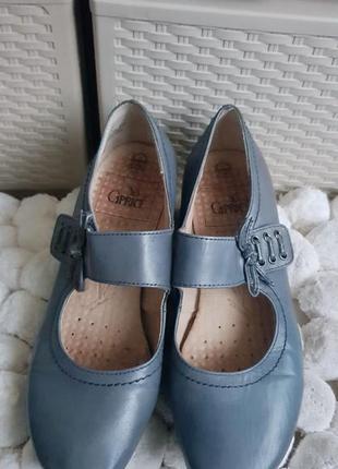 Кожаные туфли на низком каблуке мэри джейн синие лодочки2 фото
