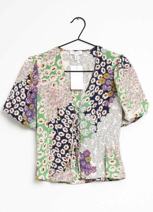 Блуза блузка рубашка на завязках рубашка топ топ-майка в цветочные цветы футболка1 фото