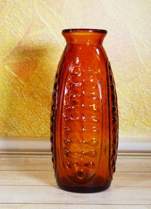 Вазочка стеклянная коричневая с узором советская