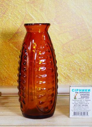 Вазочка стеклянная коричневая с узором советская