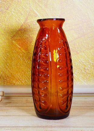 Вазочка стеклянная коричневая с узором советская