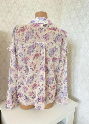 Красивая прозрачная блуза с рюшами в красивый принт легкая блуза длинные рукава р.l4 фото