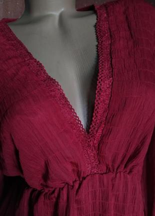 Бордовое короткое платье с длинными рукавами от shein5 фото