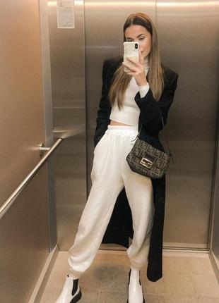 Джоггеры oversized трикотаж молочні