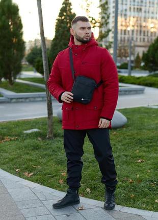 Комплект парка червона +штани president. барсетка і рукавички у подарунок! `gr`