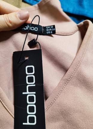 Boohoo платье новое розовое пудровое по фигуре карандаш футляр с баской классическое7 фото