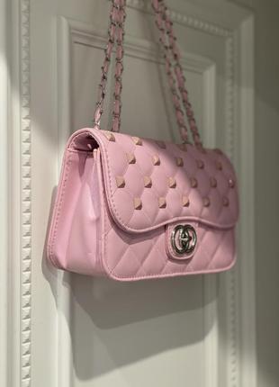 Сумка класична з лого chanel, колір- pink5 фото