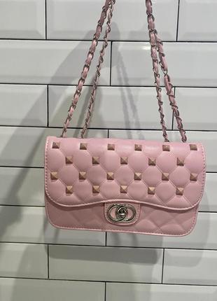 Сумка класична з лого chanel, колір- pink8 фото