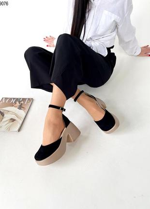 Классючие кожаные замшевые лакированные туфли на высокой подошве с квадратным носиком фуксия черные белоснежные бежевые5 фото