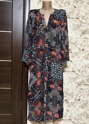 Неймовірна натуральна шифонова сукня-сорочка, принт, віскоза, indiska1 фото