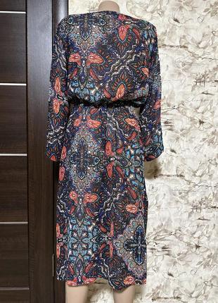 Невероятное натуральное шифоновое платье-рубашка, принт, вискоза, indiska4 фото