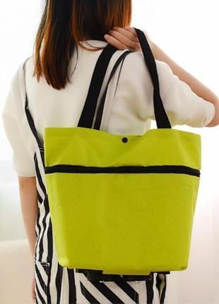 Складная хозяйственная сумка – трансформер 2 в 1 шоппер + тележка для продуктов на колесиках