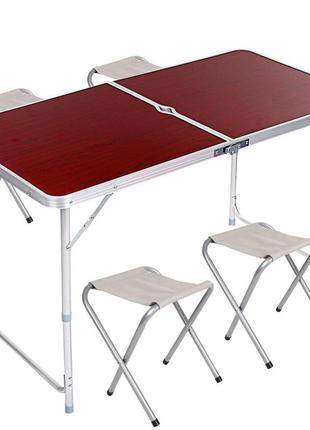 Розкладний стіл — валіза з 4 стільцями folding table для пікніка, риболовлі, дачі, 120х60 см4 фото