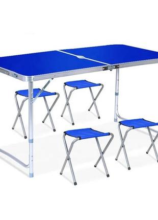 Розкладний стіл — валіза з 4 стільцями folding table для пікніка, риболовлі, дачі, 120х60 см3 фото