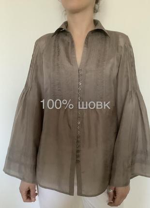 Блуза коричнева 100% шовк zara p.m