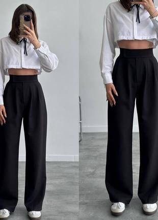 Стильні класичні базові брюки штани палаццо5 фото