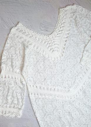Шикарное белое кружевное вязаное платье, размер 48 - 504 фото