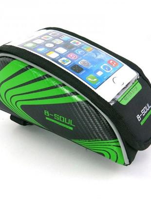 Сумка велосипедна під смартфон на раму b-soul bao-001 зелена1 фото