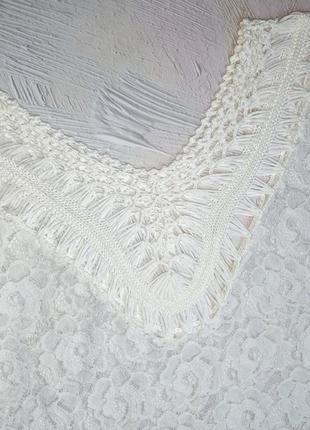 Шикарное белое кружевное вязаное платье, размер 48 - 506 фото