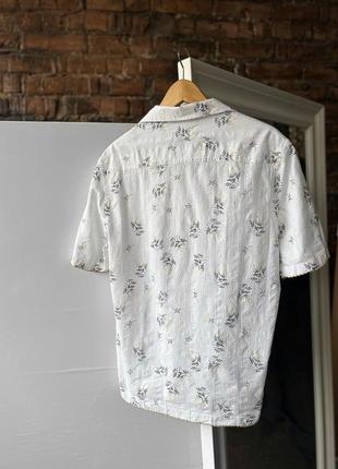 Zara man white short sleeve button shirt floral сорочка на короткий рукав3 фото