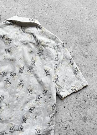 Zara man white short sleeve button shirt floral сорочка на короткий рукав6 фото