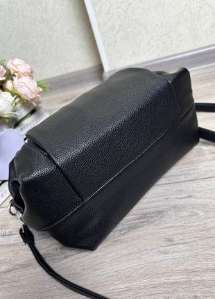 Женская стильная и качественная сумка из эко кожи на 2 отдела олива7 фото