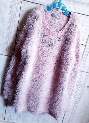 Гламурний пухнастий зимовий светр зефірка/світшот оверсайз matalan.