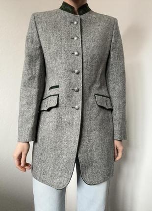 Шерстяной пиджак серый жакет винтажный блейзер шерсть пиджак винтажный серый блейзер5 фото