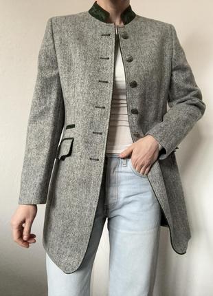Шерстяной пиджак серый жакет винтажный блейзер шерсть пиджак винтажный серый блейзер6 фото