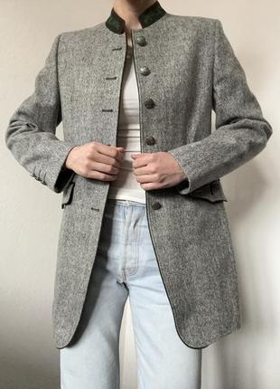 Шерстяной пиджак серый жакет винтажный блейзер шерсть пиджак винтажный серый блейзер8 фото