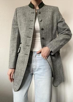 Шерстяной пиджак серый жакет винтажный блейзер шерсть пиджак винтажный серый блейзер9 фото