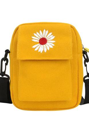 Жіноча сумка "ромашечка" жовта. сумочка через плече жовтого кольору3 фото