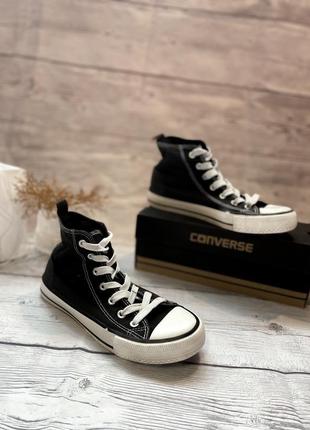 Кеди високі шнурівка біла підошва текстильні тканинні як converse