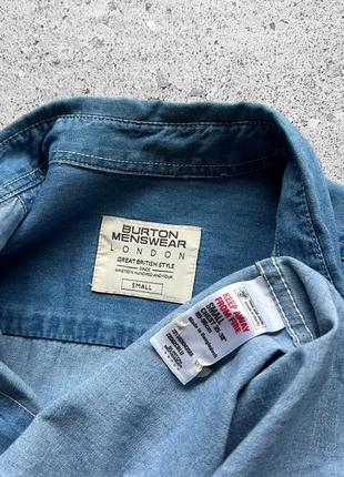 Burton menswear london long sleeve blue jean shirt button легка джинсова сорочка на довгий рукав9 фото