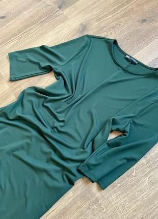 Платье zara s-m ниже колена изумрудный зеленый6 фото