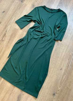 Сукня zara s-m нижче коліна смарагдовий зелений10 фото