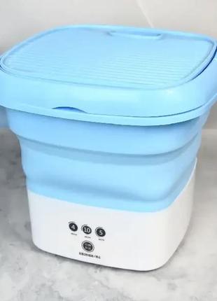 Портативна міні- пральна машина 8л блакитна folding washing machin1 фото