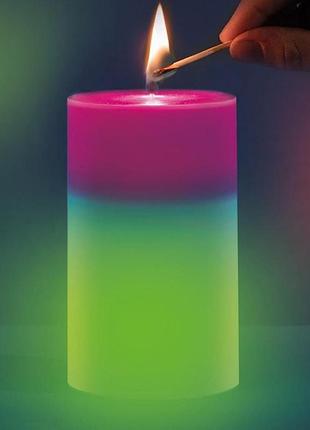 Восковая свеча с настоящим пламенем и встроенной подсветкой rgb свечка меняющая цвет...