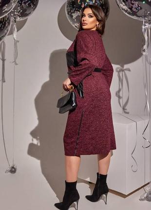 Женское весеннее платье из ангоры софт со вставками из эко-кожи размеры m-xl5 фото