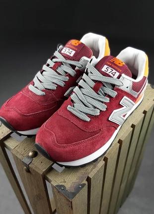 👟 кроссовки new balance 574 бордовые / наложка bs👟6 фото