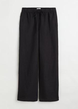 Черные льняные брюки h&amp;m linen l