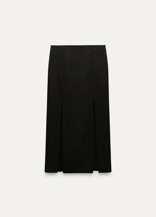 Женская юбка с разрезами зара zw collection wool skirt with slits6 фото