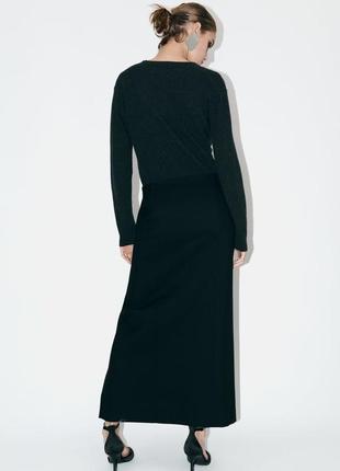 Женская юбка с разрезами зара zw collection wool skirt with slits4 фото