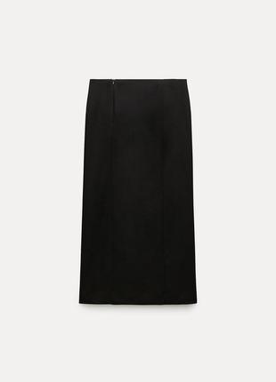Женская юбка с разрезами зара zw collection wool skirt with slits5 фото