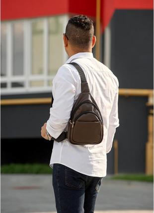 Чоловіча шкіряна сумка через плече слінг sb brooklyn 0sh коричнева `gr`3 фото