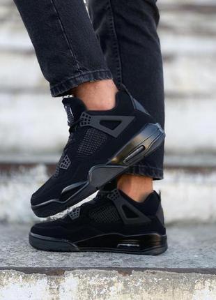 Кросівки чоловічі jordan 4 retro black cat джордани блек кет чорні j-1001