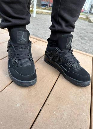 Кроссовки мужские jordan 4 retro black cat джордан блек кет черные j-10016 фото