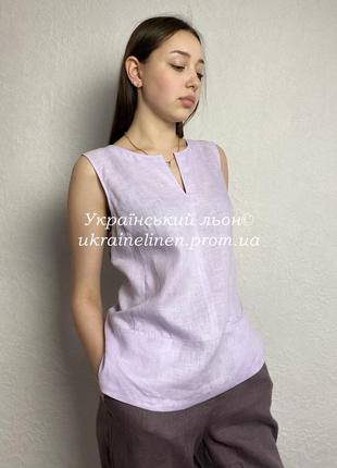 Блуза рио светло-сиреневая галерея льна, 44-543 фото