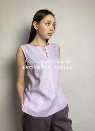 Блуза рио светло-сиреневая галерея льна, 44-541 фото