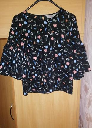 Блуза з об'ємними рукавами, блуза з квітковим принтом